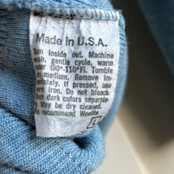 Puritan - Men's Vintage V-Neck Sweater - Made in the USA - Light Blue - Sz Large - Picture 6 of 6